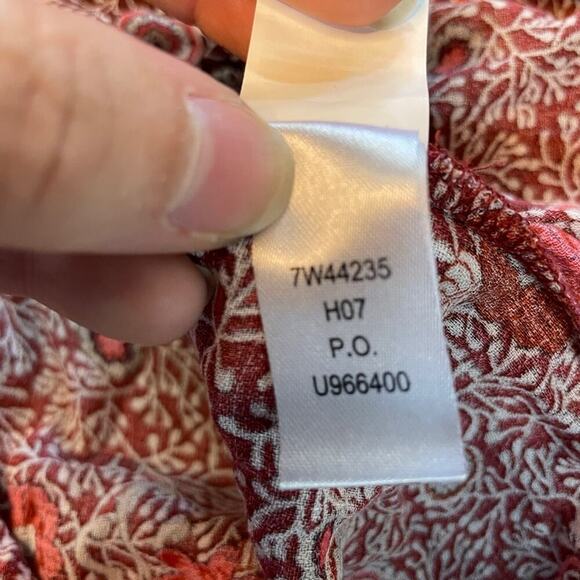 LUCKY BRAND Boho Paisley Printed Floral Blouse Red & Pink NWT $98 MSRP Sz Small - Picture 6 of 10